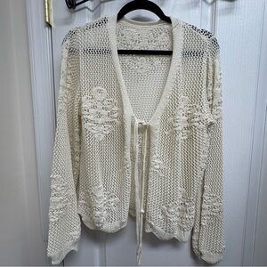 SHEIN Cream Open-Knit Cardigan